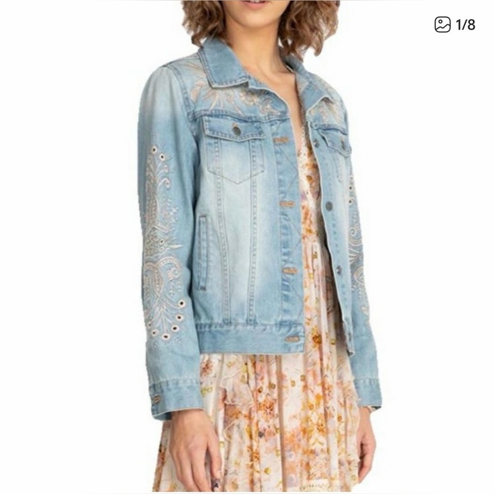 JOHNNY WAS WOMEN'S EMBROIDERED IVA DENIM JACKET Size Small